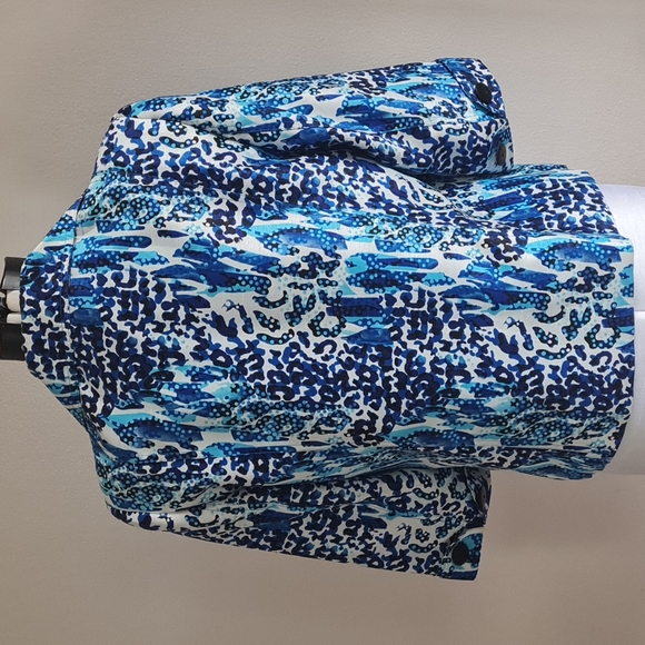 Blue Watercolor look Blue Blazer dots size 10 like a size Large - Picture 5 of 9